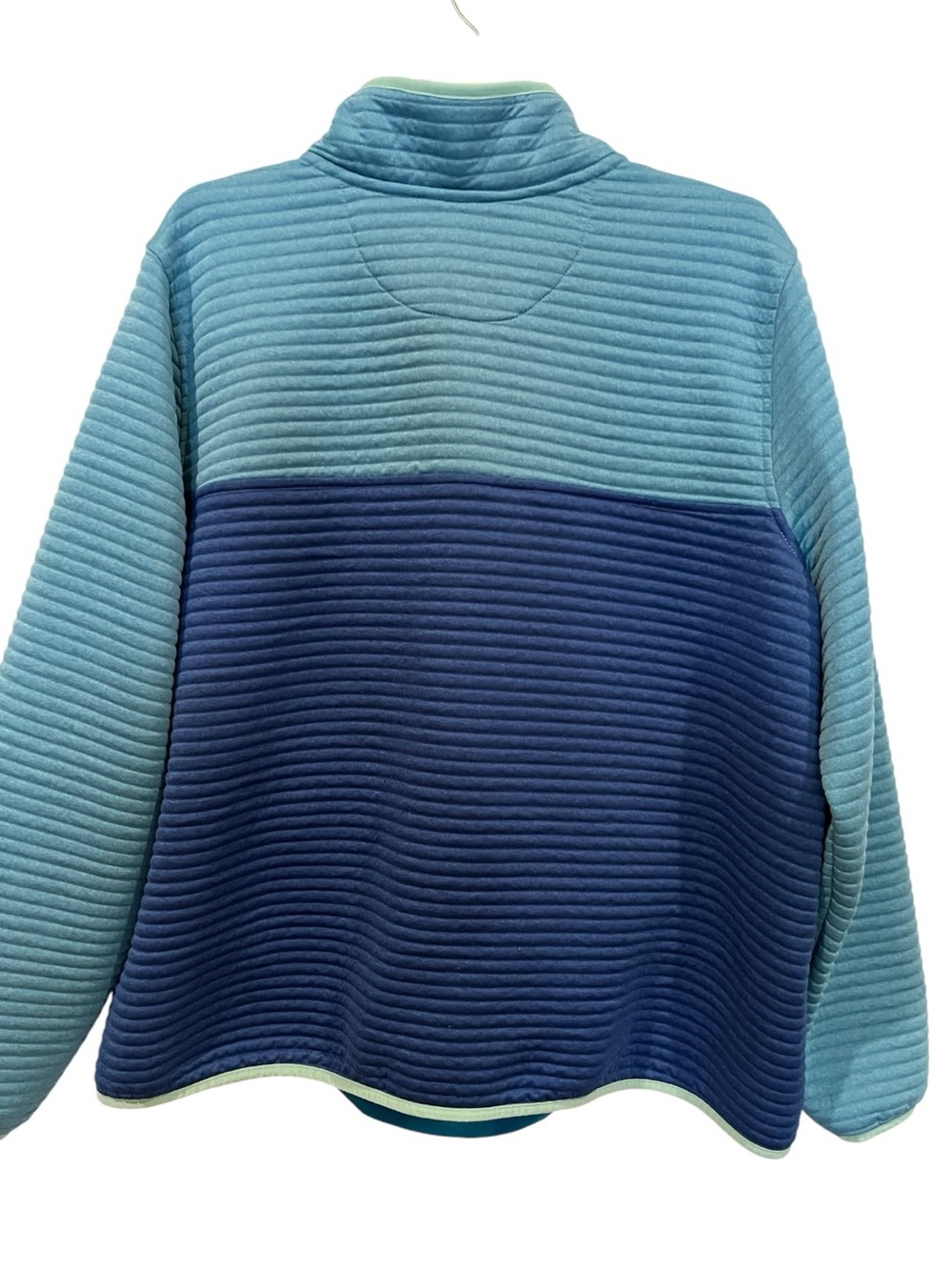 L.L. Bean ribbed 1/4 Snap Pullover in Teal & Navy Plus Size 2X - Picture 2 of 8